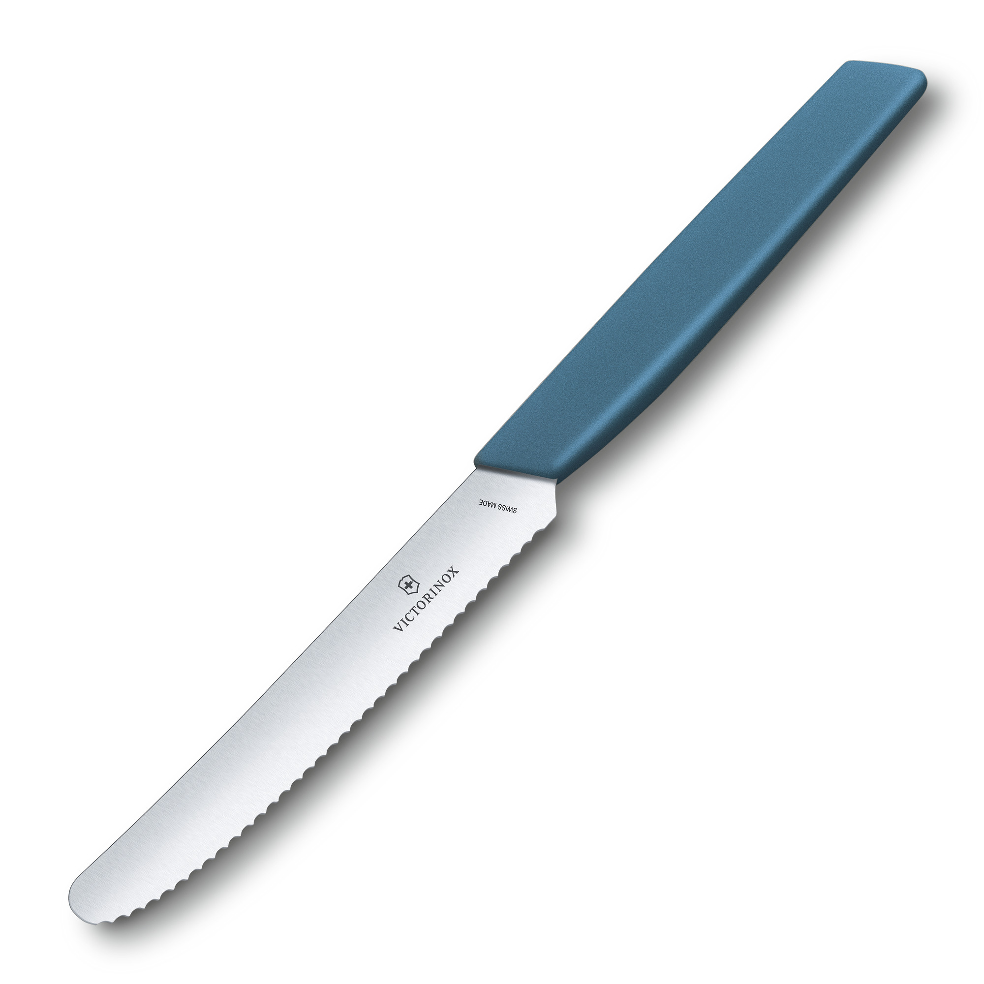 Victorinox Swiss Modern Tomaten- und Tafelmesser Wellenschliff 11cm, blau