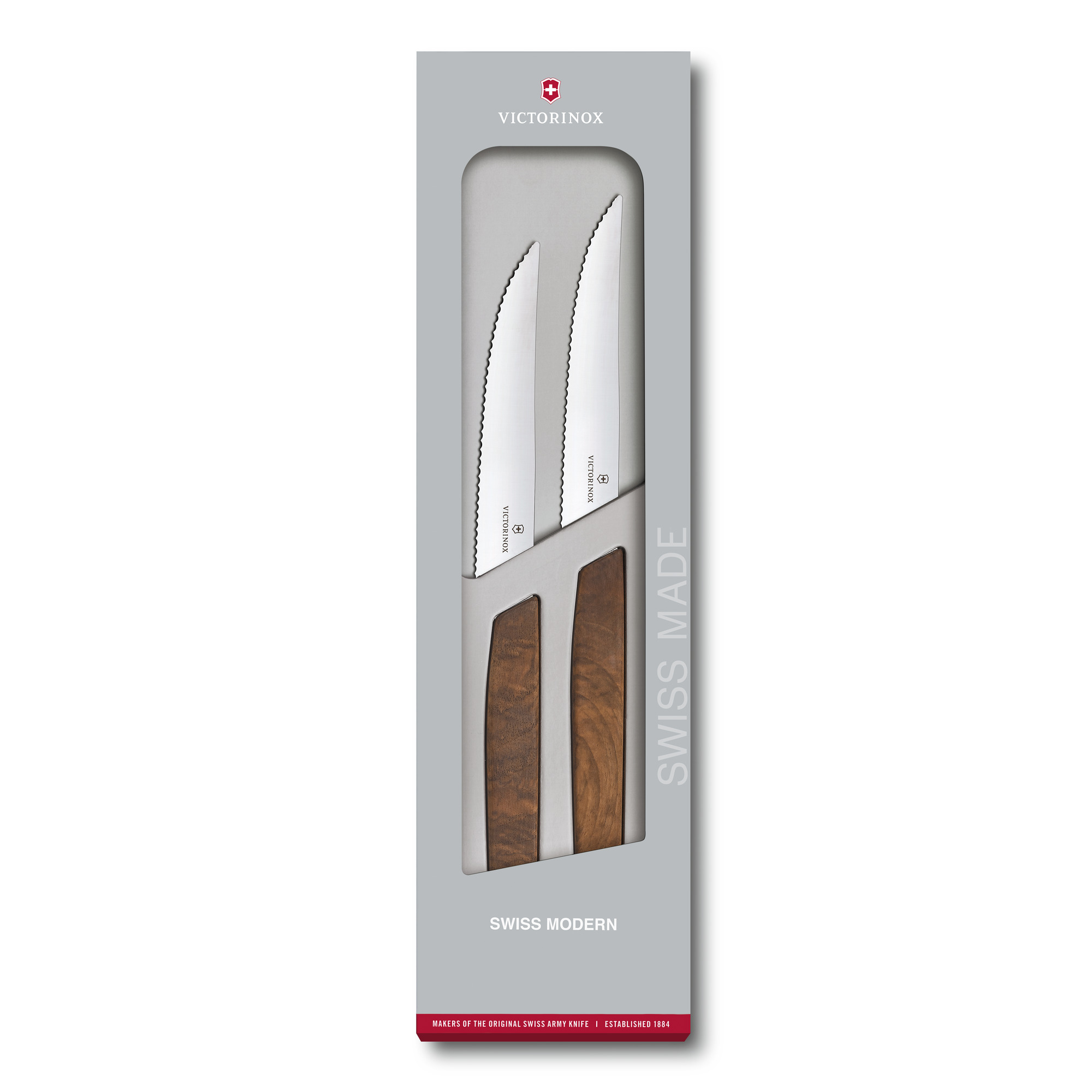 Victorinox Swiss Modern Wood Steakmesser-Set, Wellenschliff