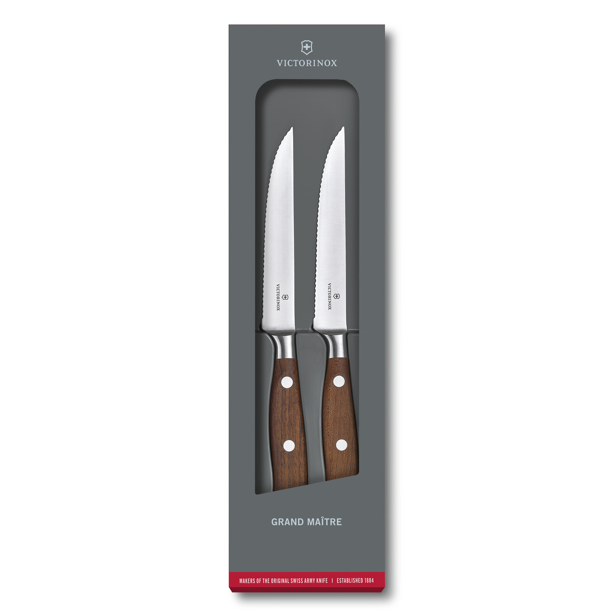 Victorinox Grand Maître Wood Steakmesser-Set. 2-teilig, Wellenschliff
