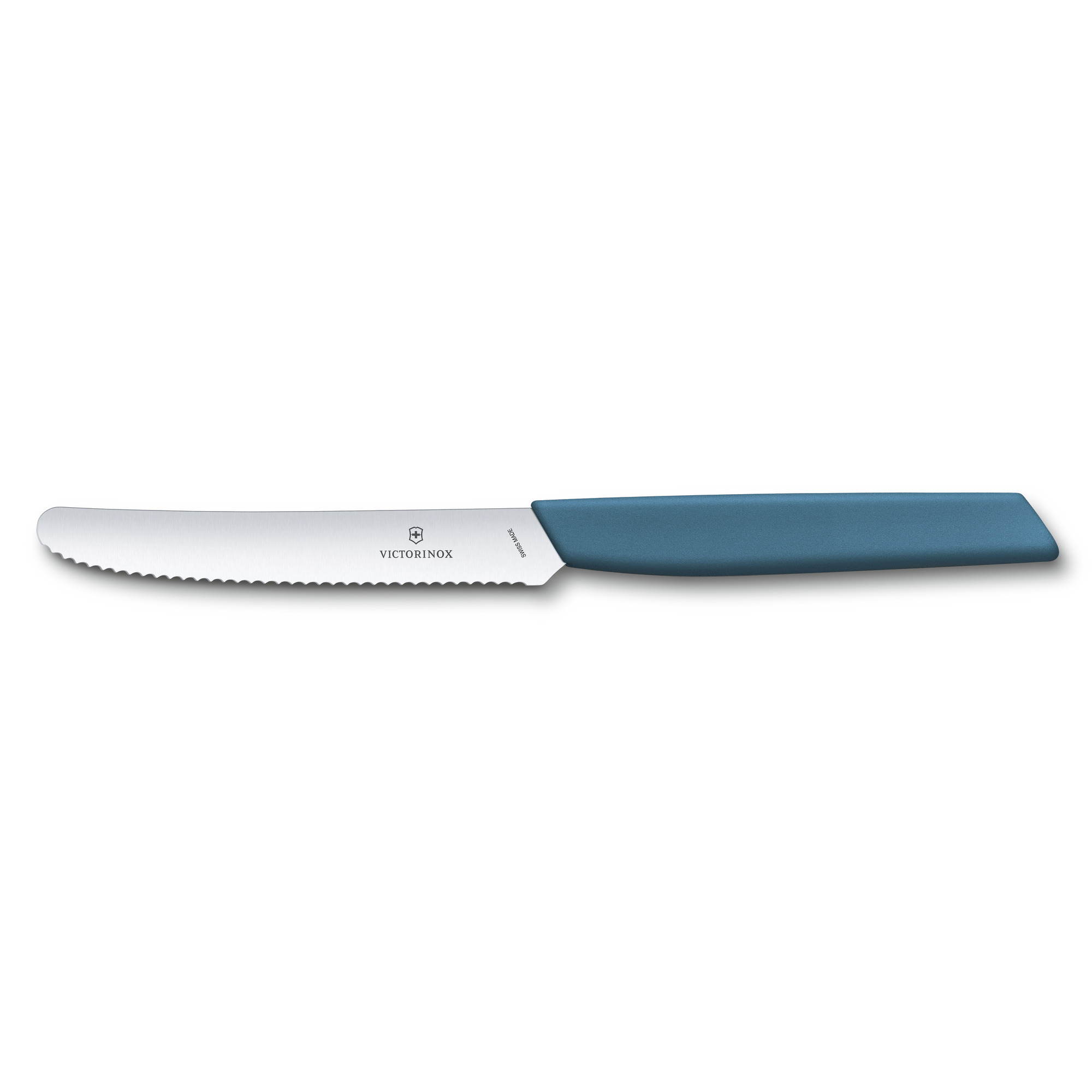 Victorinox Swiss Modern Tomaten- und Tafelmesser Wellenschliff 11cm, blau