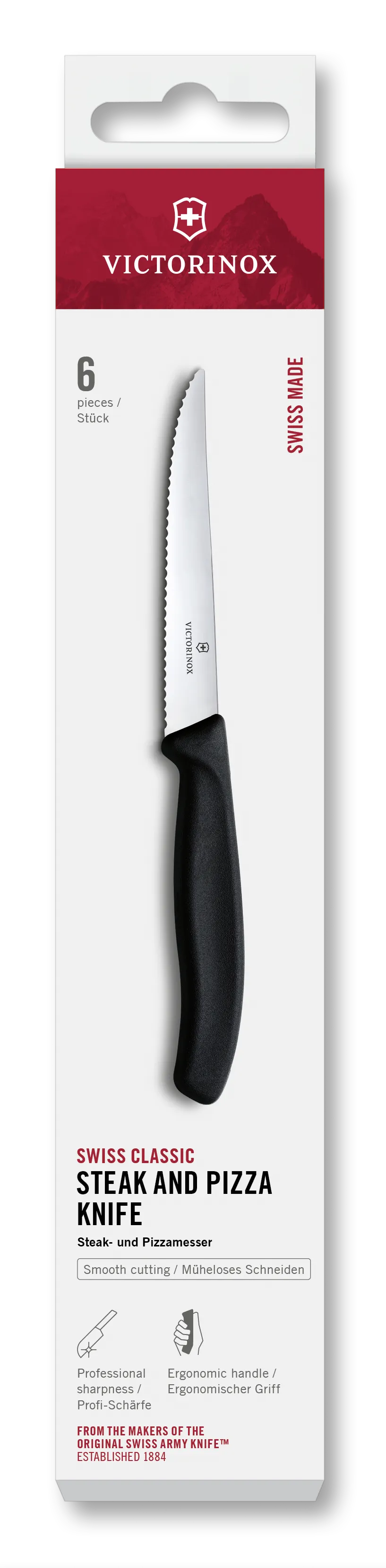 Victorinox Swiss Classic Steak- und Pizzamesser-Set schwarz, 6-teilig