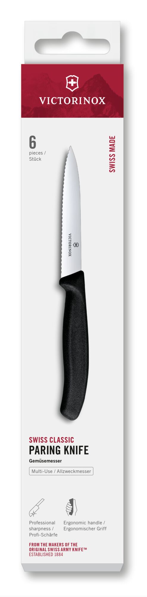 Victorinox Swiss Classic Gemüsemesser 8cm Wellenschliff, 6-teilig