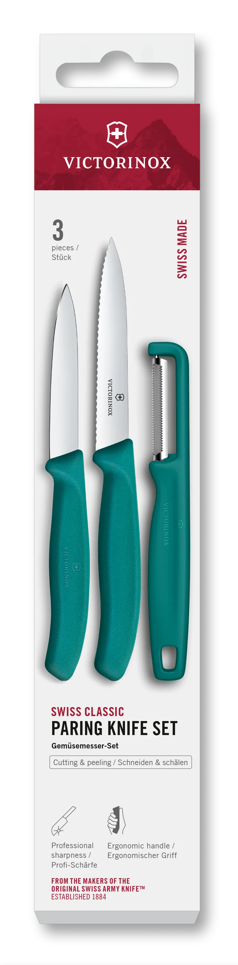 Victorinox Swiss Classic Gemüsemesser-Set mit Iota-Sparschäler, türkis