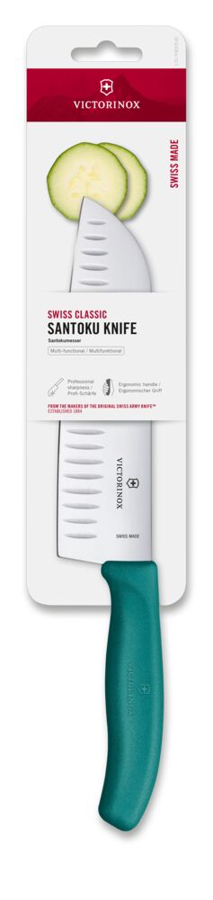 Victorinox Swiss Classic Santokumesser, Kullenschliff, türkis
