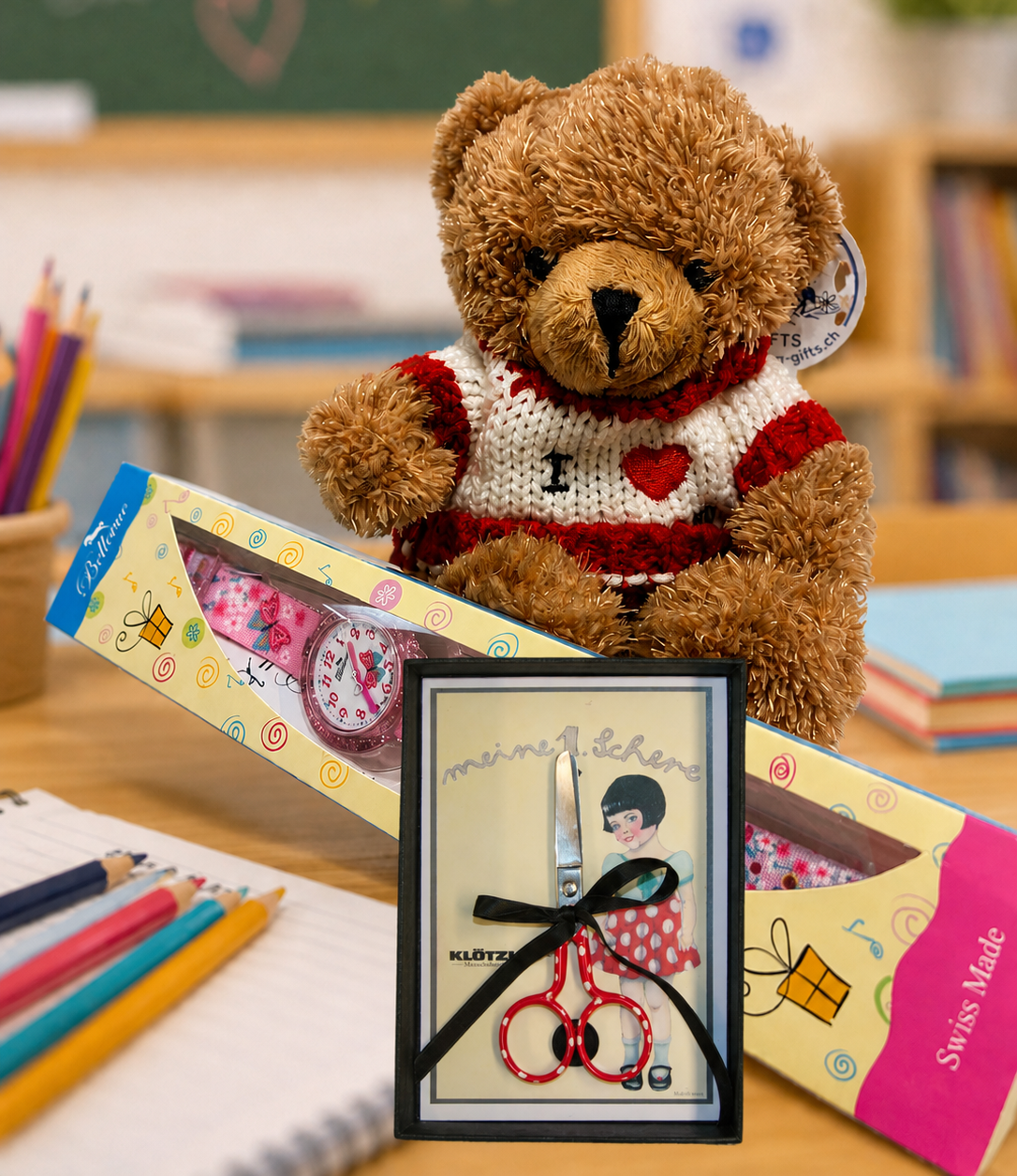 2. Geschenke-Bundle Schulstart, Klötzli Schere rot